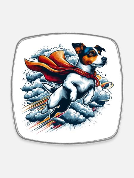 Super chien Jack Russell Terrier cadeau - Magnet carré - blanc