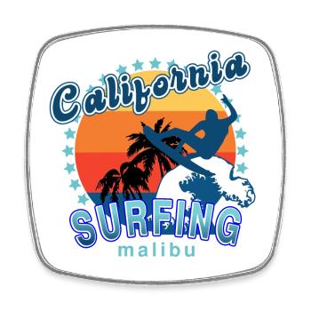 Kalifornisches Surfen in Malibu. - Viereckiger Kühlschrankmagnet - Weiß - Vorne