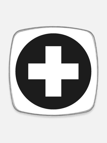 Plus Icon - Square fridge magnet - white