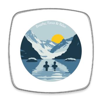 Zwei Leute nehmen ein Eisbad in den kalten Bergen - Viereckiger Kühlschrankmagnet - Weiß - Vorne