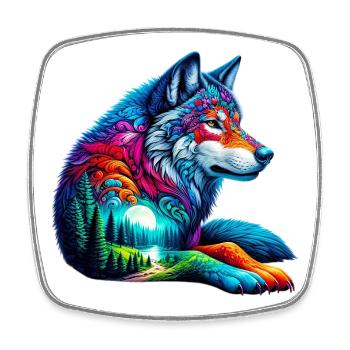 Wolf - Viereckiger Kühlschrankmagnet - Weiß - Vorne