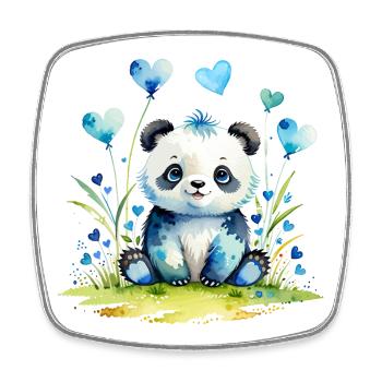 Panda mignon dans la forêt du cœur - Magnet carré - blanc - Devant