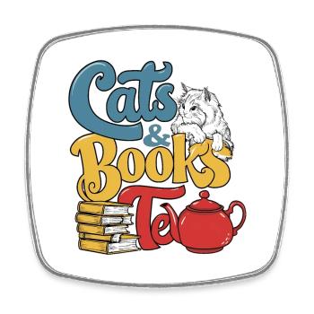 Katzen und Bücher Thema Design - Viereckiger Kühlschrankmagnet - Weiß - Vorne