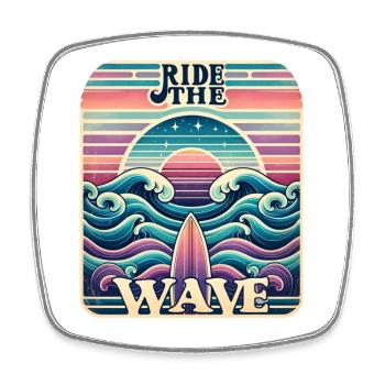 Surfer sur la vague - Magnet carré - blanc - Devant