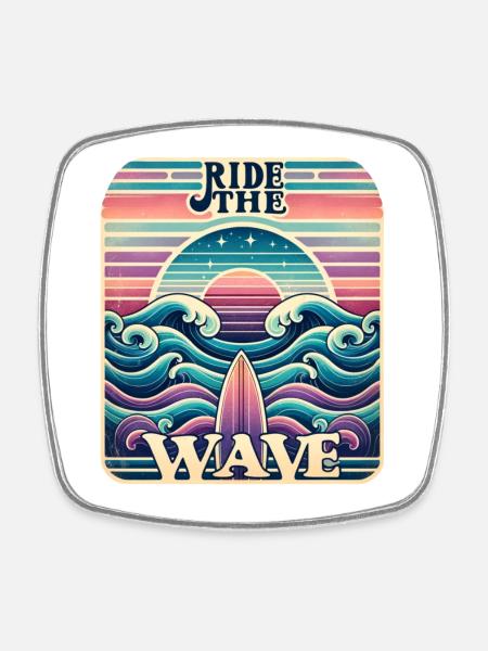 Surfer sur la vague - Magnet carré - blanc