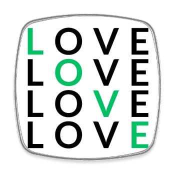4 AMOUR vert - Magnet carré - blanc - Devant