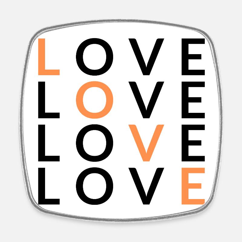 4 LOVE orange - Square fridge magnet - white