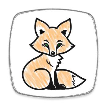 Red Fox (Black) - Square fridge magnet - white - Front