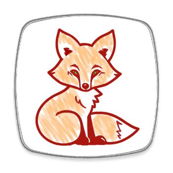 Renard roux (rouge) - Magnet carré - blanc - Devant