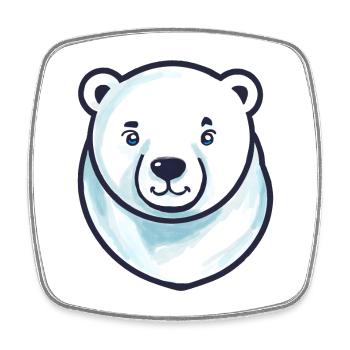 Eisbär-Kopf (Comic) - Viereckiger Kühlschrankmagnet - Weiß - Vorne