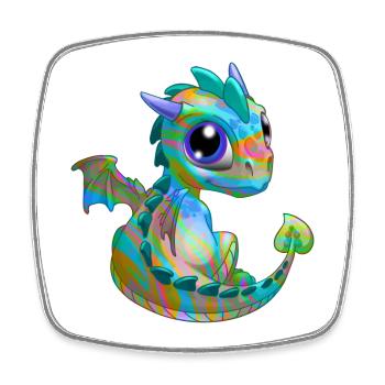 Baby Drache Psy| Niedlicher Psy Baby Drache - Viereckiger Kühlschrankmagnet - Weiß - Vorne
