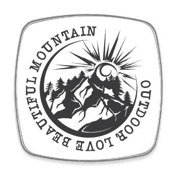 Mountains Adventure Outdoor Nature Illustration Graphic - Square fridge magnet - white - Front