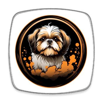 Shih Tzu Portrait im Farbkreis - Viereckiger Kühlschrankmagnet - Weiß - Vorne