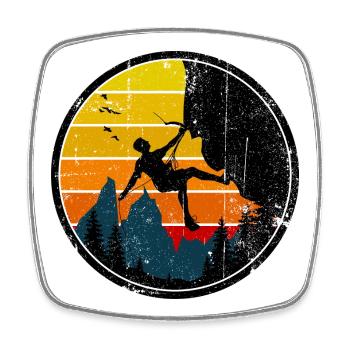 Climber at Sunset Badge - Square fridge magnet - white - Front