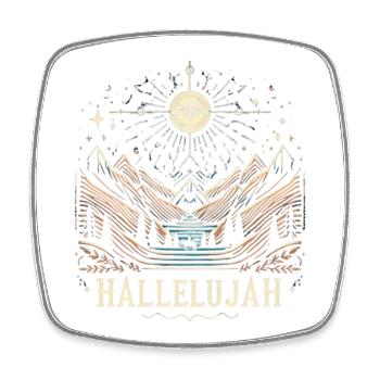 Hallelujah Berglandschaft Sternenhimmel - Viereckiger Kühlschrankmagnet - Weiß - Vorne