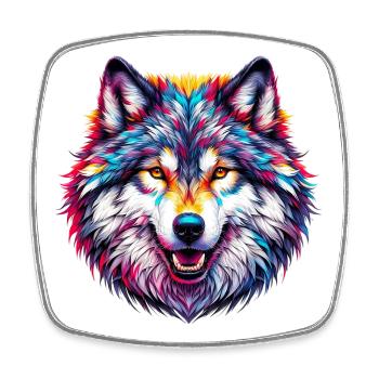 Loup - Magnet carré - blanc - Devant