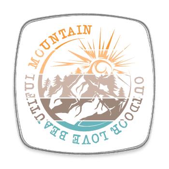retro Natur Berge Landschaft vintage wandern Logo - Viereckiger Kühlschrankmagnet - Weiß - Vorne
