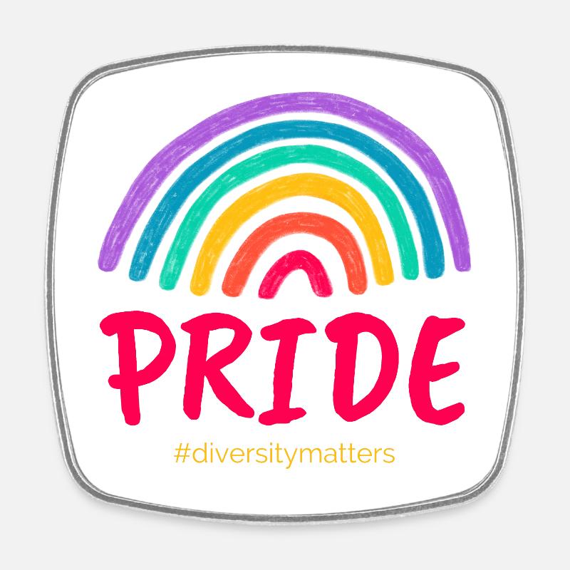 Pride pink #diversitymatters - Square fridge magnet - white