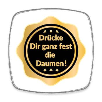 Motivation Drücke dir die Daumen - Viereckiger Kühlschrankmagnet - Weiß - Vorne