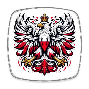 Polen Polska polnisch rot weiß Geschenk - Viereckiger Kühlschrankmagnet - Weiß - Vorne