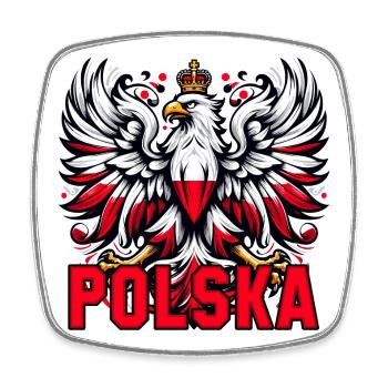 Polen Polska polnisch rot weiß Geschenk - Viereckiger Kühlschrankmagnet - Weiß - Vorne