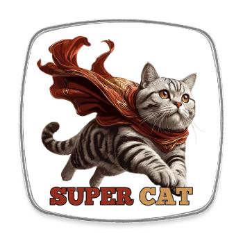 Super Katze Britisch Kurzhaar BKH getigert - Viereckiger Kühlschrankmagnet - Weiß - Vorne