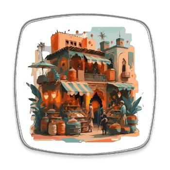 Atmosphère : marché marocain - Magnet carré - blanc - Devant