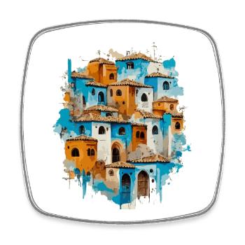 Colorful Mountain Village Community - Square fridge magnet - white - Front
