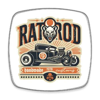 Chemise Ratsking Ratlook – Style rustique personnalisé - Magnet carré - blanc - Devant