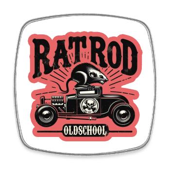Chemise Ratsking Ratlook – Style rustique personnalisé - Magnet carré - blanc - Devant
