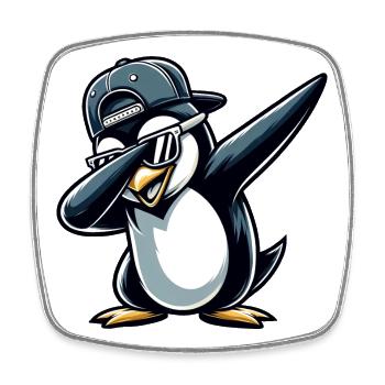 Cooler Pinguin Dabbing - Viereckiger Kühlschrankmagnet - Weiß - Vorne