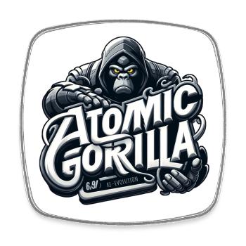 Atomic Gorilla - Viereckiger Kühlschrankmagnet - Weiß - Vorne