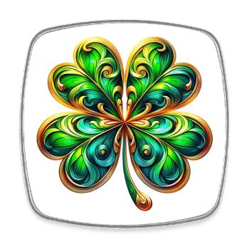 Four-leaf clover - Square fridge magnet - white - Front