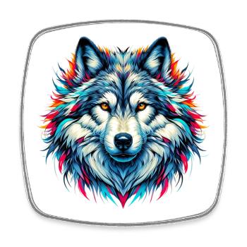 Loup - Magnet carré - blanc - Devant