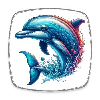 Delfin - Viereckiger Kühlschrankmagnet - Weiß - Vorne