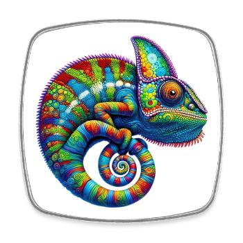 Chameleon - Square fridge magnet - white - Front