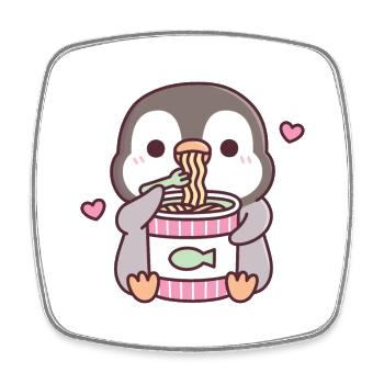 Süßer Pinguin liebt Instant-Nudeln - Viereckiger Kühlschrankmagnet - Weiß - Vorne