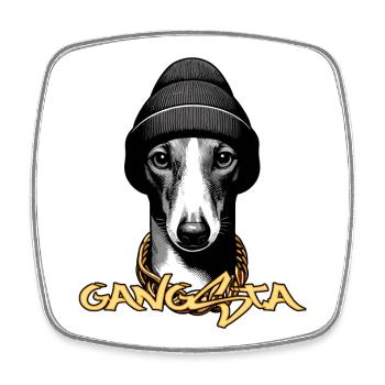 Windhund Gangsta Hund Geschenk - Viereckiger Kühlschrankmagnet - Weiß - Vorne