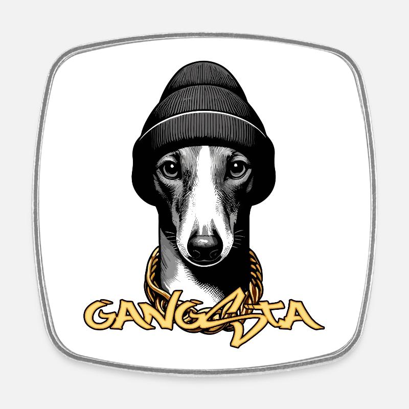 Cadeau de chien Greyhound Gangsta - Magnet carré - blanc