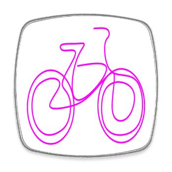 LINE ART BICYCLE PINK MINIMALISM - Square fridge magnet - white - Front