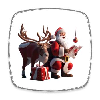 Weihnachtsgeschenkszene mit Weihnachtsmann-und-Rentieren - Viereckiger Kühlschrankmagnet - Weiß - Vorne