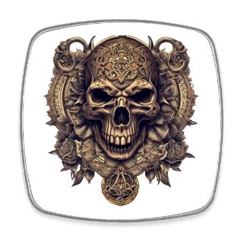 Ornate Skull Circle with Roses - Square fridge magnet - white - Front
