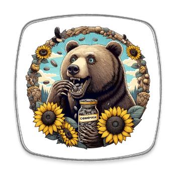 Bear Sunflower Seeds Sunflower Seeds Gift - Square fridge magnet - white - Front