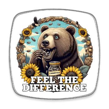 Bear Sunflower Seeds Sunflower Seeds Gift - Square fridge magnet - white - Front