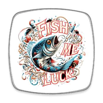 Fish me luck fishing gift - Square fridge magnet - white - Front