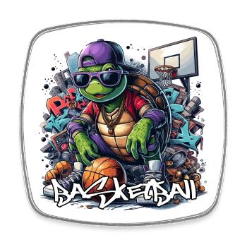 Cadeau graffiti tortue de basket-ball - Magnet carré - blanc - Devant