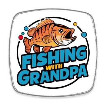 Fishing with Grandpa Colorful Fishing Motif - Square fridge magnet - white - Front