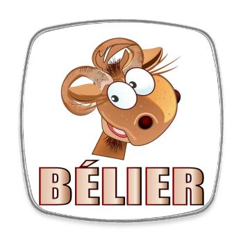 Bélier Anniversaire mars avril - Magnet carré - blanc - Devant