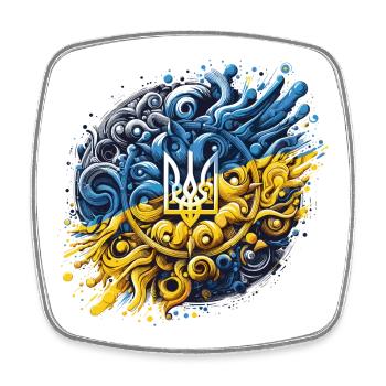 Ukraine drapeau ukrainien drapeau armoiries liberté - Magnet carré - blanc - Devant