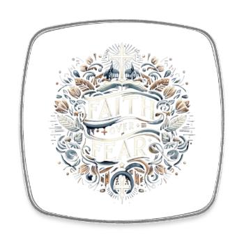 Faith Over Fear Emblem - Square fridge magnet - white - Front